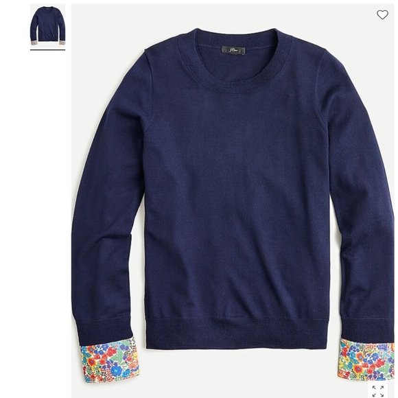 NWT J. Crew Tippi crewneck sweater with Liberty® print cuffs